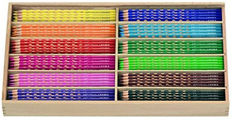 LYRA Slim Groove Child-Grip Pencils, 3 Millimeter Cores, Set of 144 Pencils, 12 Each of 12 Assorted Colors (2824144) by Lyra