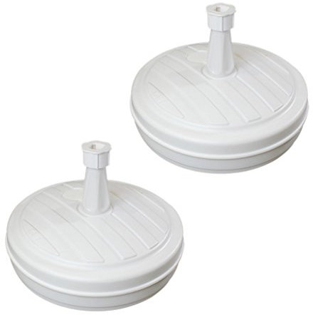 Guaranteed4Less Parasol Umbrella Base Stand Sand Water Plastic Pole Garden Beach Patio Sun Shade (2 x White)