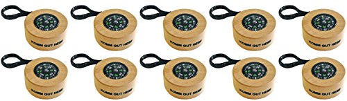 EDUPLAY 210066 Schlüsselanhänger Kompass, Holz, Ø 4,5, H 2 cm, Natur (10er Pack)