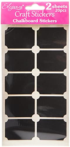 Eleganza Chalkboard Stickers-Rectangle, Synthetic Material, Black, 24 x 11.4 x 0.1 cm