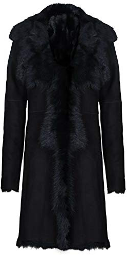 Infnity Leather Impermeabile da Donna Nero in Vera Pelle Scamosciata da Toscana L