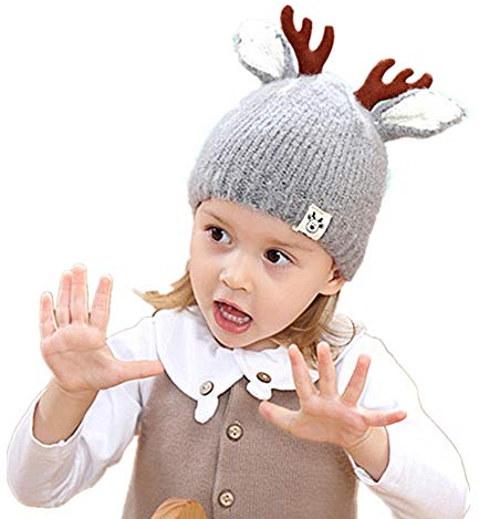 DOTBUY Warme Baby Mütze Kleinkind Kinder Hüte Junge Mädchen Gestrickte Häkeln Beanie Winter Slouch Beanie Kinder Unisex Gefüttert Strickmütze Wintermütze (48-50cm, Grau)