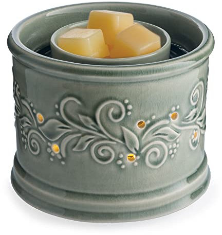 Candle Warmers Etc. Illuminaire Perennial Fan Fragrance Warmer- Whisper Quiet Fan Circulates Scent from Scented Candle Wax Melts and Tarts for Full Room Freshener, Sage Green