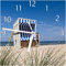 Wallario Design-Wanduhr Strandkorb aus Glas, Motiv-Uhr Größe 20 x 20 cm, weiße Zeiger