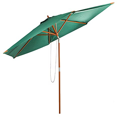 Haushalt International Sonnenschirm aus Holz mit UV 50+ grün 300 cm