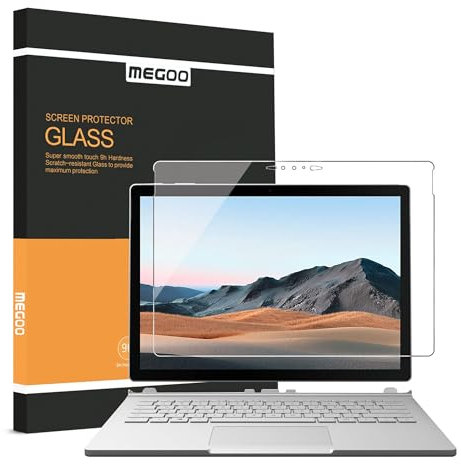 MEGOO Cristal Templado Protector de Pantalla para Microsoft Surface Book 3, 9H Dureza/Alta Definición/Fácil Instalación (13.5 Pulgadas)