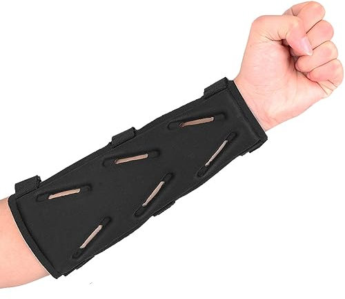 KRATARC Bogenschießen-Armschutz, verstellbar, schützend, 3 Riemen, Zubehör, leicht, Jagd, Ziel, Schießen, Erwachsene, Unisex (schwarz, Länge 17,8 cm)