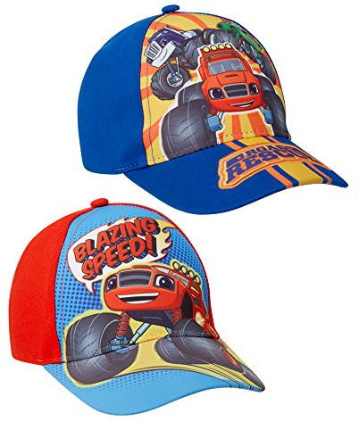 Nickelodeon Boys Blaze & The Monster Machines 2 Pack Cotton Baseball Cap (Ages 2-4) (Blaze Blue/Red, Alter 2-4), Flammenblau / Rot, 2-4 Jahre