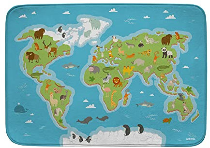 ACHOKA Bodenmatte, rutschfest, Welt, für Babys und Kinder – Mädchen und Jungen, ultra weich, 100 x 150 cm, Spiel- und Dekoration