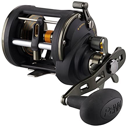 PENN Squall II Level Wind Konventionelle Angelrolle, 20LWLH, Schwarz Gold