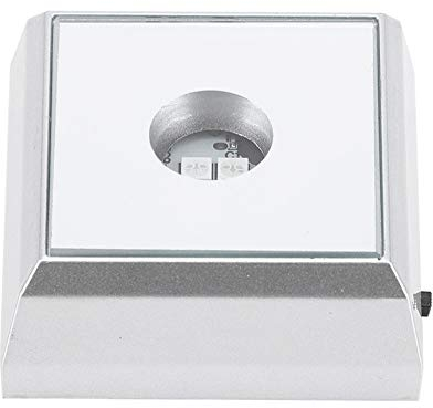 Jenngaoo LED Lichtsockel, quadratischer LED Lampensockel Ständer für Kristall Acryl Statue Artware Display, Silber (Bunt)