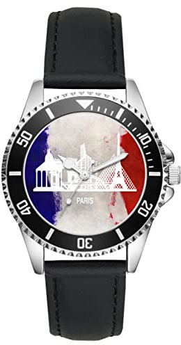 KIESENBERG Herrenuhr Paris France Frankreich Fan Armbanduhr Geschenk Analog Quartz Lederarmband Uhr L-21201