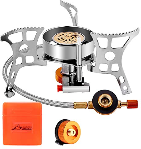 WADEO 3900W Réchaud de Camping à Gaz, Réchaud Gaz Portable Coupe Vent, Coupe-Vent et avec Allumage Piézo-électrique pour Pique-nique/Randonnée/Camping/Barbecue/Festivals
