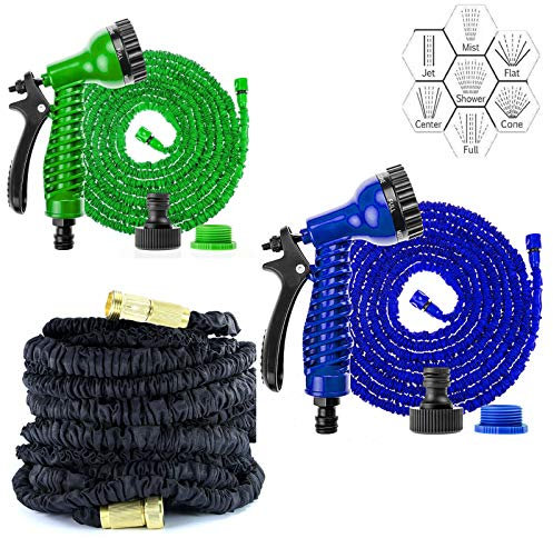 Royalswill 150FT Flexible Expandable Garden Hose with 7 Function Spray Gun, Black, Polyurethane (PU), Hose, Garden Hose, 1, Hardware and Accessories