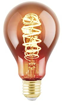 EGLO E27 Lampe dimmbar, Spiral LED Glühbirne, Vintage Deko Leuchtmittel Kupfer im Retro-Design, 4 Watt, 30 Lumen, warmweiß, 2000k, Edison Birne A75, Ø 7,5 cm