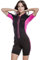 Damen-Kurzarm-Neoprenanzüge 2 mm Damen-Neoprenanzug mit Reißverschluss vorne,zum Tauchen,Surfen,Schwimmen,Schnorcheln(Schwarze Naht rosarot,M)