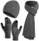 Kunyeah Mütze Schal Handschuhe Set Warm StrickmüTze Hut Lang Schal Touchscreen Handschuh Winter Accessoires für Herren Damen…