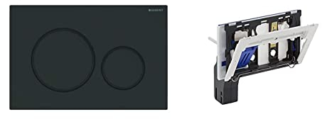 Geberit 115.882.16.1 Betätigungsplatte Sigma20 für 2-Mengen-Spülung, schwarz matt, 115882161 & 115610001 Einwurfschacht für Unterputz-Spülkasten 115.610.001, Reinigungswürfel