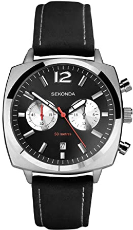 Sekonda Airborne Men’s 40mm Quartz Watch with Analogue Display, and Leather Strap