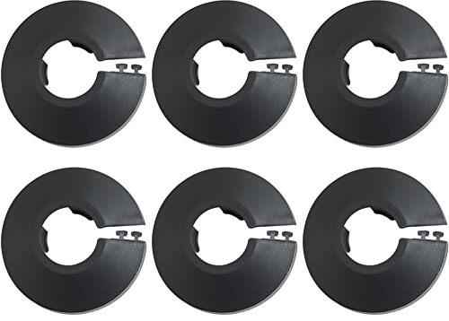 JJHXSM 6 x Rohrabdeckungen, Dekoration, 12 mm, PP-Kunststoff, Wasserrohr-Rosetten, Flansch, Wasserrohrabdeckung, Dekoration, schwarze Rohrabdeckung, Heizkörper