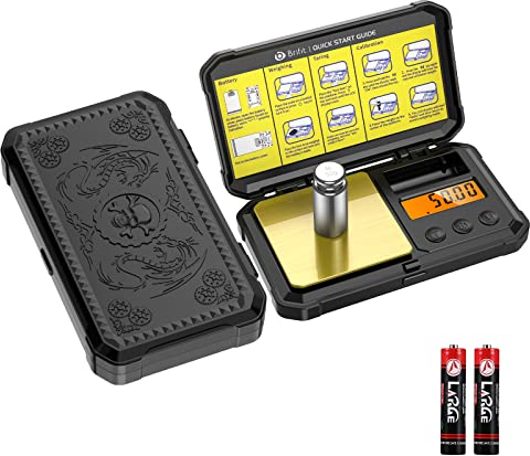 Brifit Digital Pocket Scale, 200g Precision Mini Jewelry Scales, Portable Small Gram Scale with LCD Backlit Display, 0.01g Precision, Tare Function, 50g Calibration Weight, for Jewelry, Food, Coffee