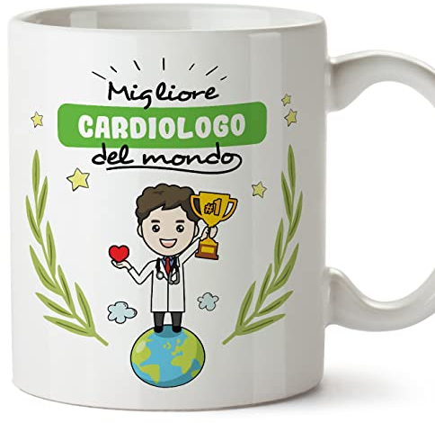 Mugffins Tazza in ceramica per CARDIOLOGO uomo 11 oz / 350 ml - In italiano - Migliore del Mondo - Idea regalo per compleanno, anniversario, natale, laurea