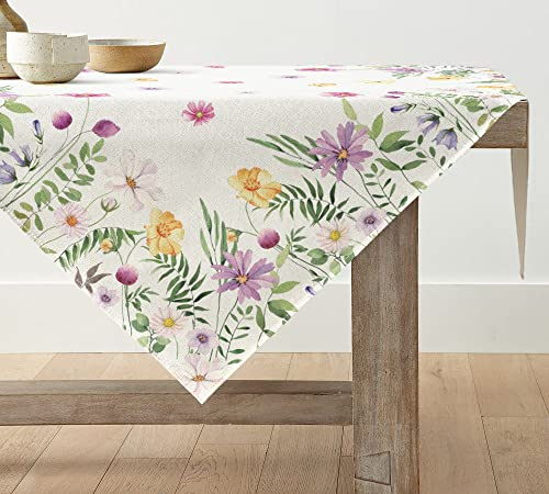 Artoid Mode Blumen Schmetterling Frühling Tischwäsche, Saisonnal Sommer Küche Tisch Dekoration Drinnen Urlaub Party Dekor 85x85 cm