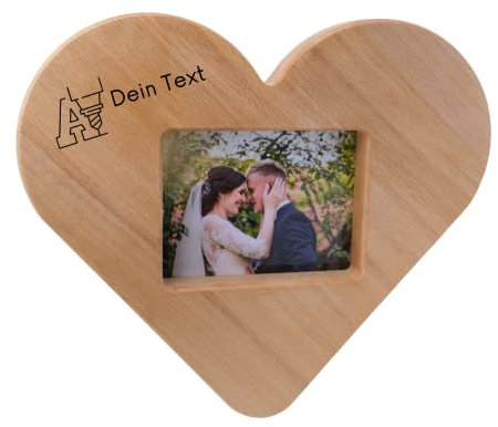 myduct Bilderrahmen in Herzform aus Buchenholz Bild 10x15cm (mit Gravur)