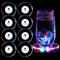 mizikuu Lot de 8 Dessous de Verre LED, Dessous de Verre Lumineux Coloré LED jetables Rond Dessous de Verre pour Bouteilles, café, thé, bière, Bouteille de vin