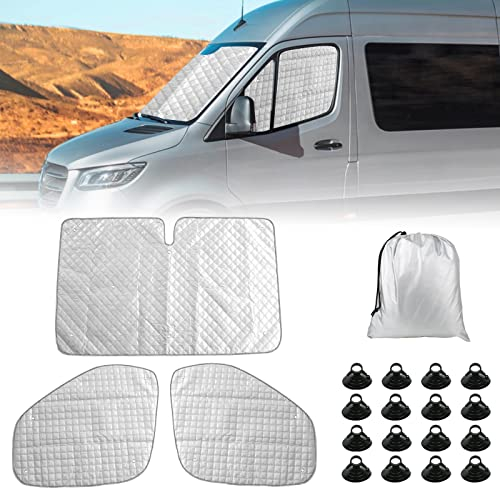 Sonnenschutz Auto Frontscheibe Ersatz für Mercedes Sprinter 2019-2023, 3 Teilige Technology Thermomatte, Aluminiumfolie Faltbar Sonnenblende, Sonnenschutz Frontscheibe Abdeckung