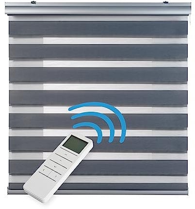 STORESDECO Doppelrollo Motorisiertes Premium mit Bohren 250H x 200B cm für Fenster & Türen - Galerie und Aluminium-Kettenzug Höchste Qualität - USB-Akku & Funksteuerung für bis zu 15 Rollos