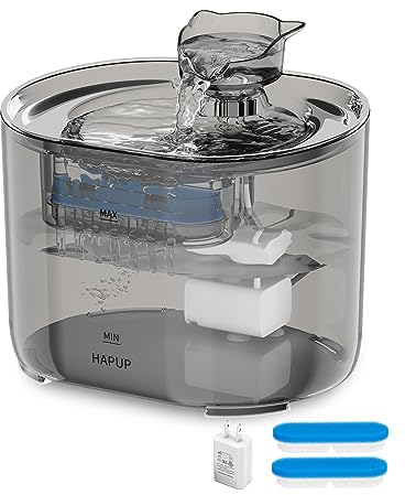 HAPUP Katzenbrunnen Katzen Trinkbrunnen für Katze 2,2L Automatisch Wasserbrunnen für Katzen Leiser Katzentrinkbrunnen mit Aktivkohlefilter Intelligente Pumpe