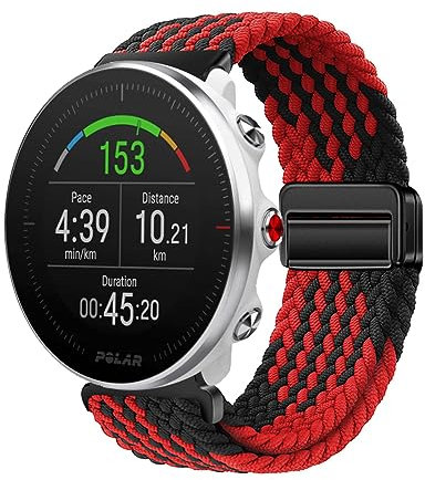 Nylon Armband für Polar Vantage M2/Vantage M Armband Magnetisch 22MM Armbänder Ersatzarmband Solo Loop Elastisches Verstellbares Armband mit Polar Vantage M2/Vantage M Sportarmband (N,22mm)