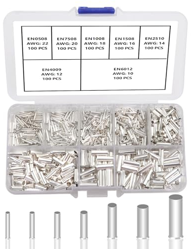 YIXISI 700 PCS Wire Crimp Fitting Ferrules Kit, Non Insulated Ferrule Pin Cord End Terminal, Uninsulated Wire Ferrules Cable Cord Pin End, for Electric Connectors, AWG 22-10