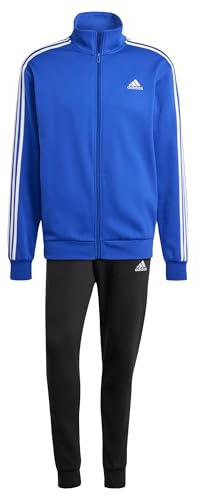 adidas Basic 3-stripes Fleece Track Suit, Tuta da allenamento Uomo, Semi Lucid Blue S23, M