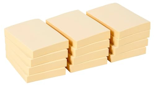 Niceday Yellow Pastell Yellow Adhäsive Noten 38 x 51 mm 12 Blöcke von 100 Blättern