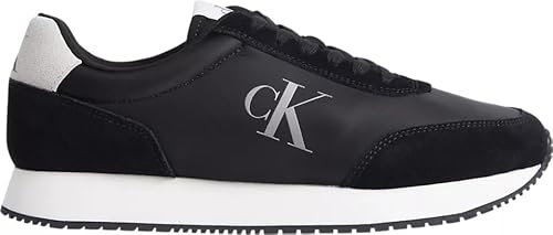 Calvin Klein Jeans Herren Retro Runner Iconic SNK Ym0ym01119 Turnschuhe, Schwarz Black Bright White, 45.5 EU
