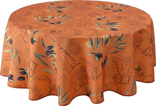 Le linge de Jules Tischdecke, schmutzabweisend, Provence Tomette, rund, 160 cm