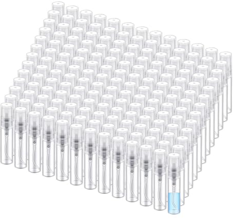 Kochenty 200 Piezas Mini de Spray de Perfume de PláStico Transparente Atomizador de Perfume de Niebla Fina Recargable (5 Ml)