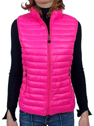 1st American Piumino 100 Grammi Senza Maniche da Donna - Gilet Imbottito Con Cerniera Taglia XS Colore Fucsia