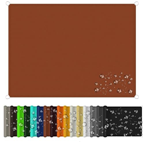 Schattierungsnetz inkl Befestigungsseile 8 x 10 m Wasserdicht Segeltuch Pergola Überdachung Plane 98% Uv-Schut Wetterschutz mit Seil für Draußen Patio Terrasse Camping, Rostrot