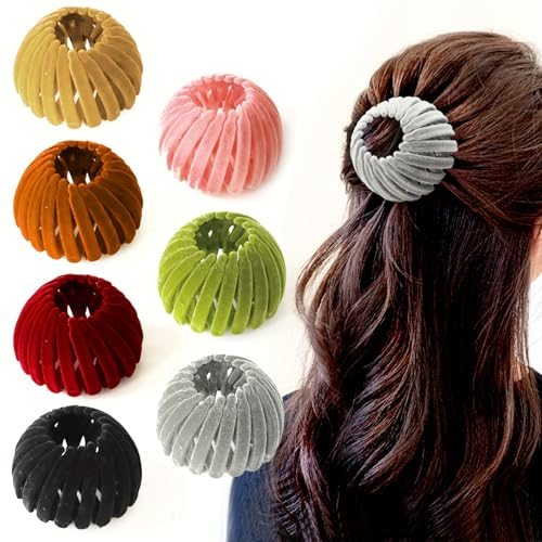 7 Stück Haarspangen für Damen, Vintage Vogelnest Haarklammern Große Haarclips, Vogelnest Haarspange, Vogelnest Geformte Haarschmuck, Erweiterbar Kopfschmuck Haarband für Frauen Mädchen (Beflockung)