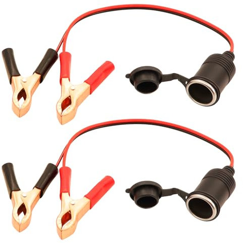 LANMINGLEL Cigarette Lighter Battery Adapter 18AWG 12V Cigarette Lighter Female Socket to Battery Alligator Clips for Car Electronic Devices 2 Pack(0.4M)