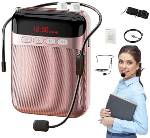 - Amplificador de voz portátil, amplificador de voz inalámbrico para profesores, amplificador de voz portátil, sonido claro, amplificador inalámbrico con correa ajustable para guías turísticos