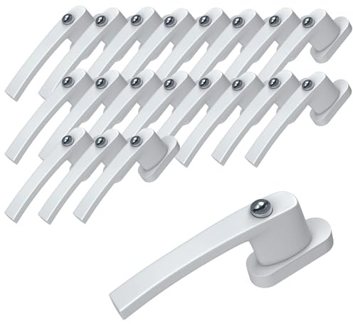 BASI | 20er Set Fenstergriff abschließbar | Farbe Weiß oder Silber | Aluminium | Balkontürgriff | Kindersicherung | Stiftlänge 35 mm | Griff für Fenster Terassentür | 20 Stück | 40 Schlüssel