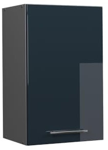 Vicco Hängeschrank Fame-Line, hängender Küchenschrank, Dunkelblau Hochglanz/Anthrazit, 45 cm