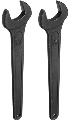 sourcing map 2pcs Single Open Ended Spanner Wrench, 32mm, Thicken Carbon Steel Open End Wrench Tool for for Automotive Repair and Furniture Assembly, Black