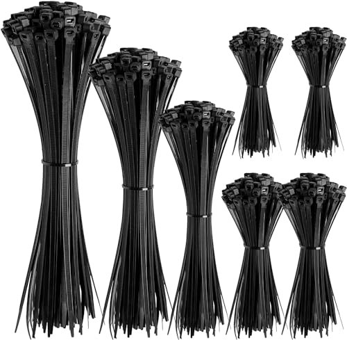Cable Ties,700 Pcs Zip Ties Cable Ties Black Self-Locking Nylon Zip Ties Assorted Sizes Cable Management,Small Zip Ties Wire Ties for Home,Garden Trellis,Office,Garage and Workshop(4+6+8+10+12-Inch)