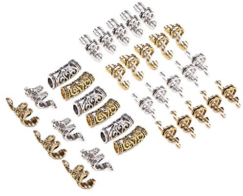 Wikinger-Bartperlen, Wikinger-Bart-Haarperlen, Haar-Flechtperlen, 32 Stück, Wikinger-Haarschmuck für Partys, Filmfestivals, Hochzeiten und Besondere Anlässe