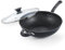 Cook N Home Harteloxierter antihaftbeschichteter Wok mit Deckel, 30,5 cm, antihaftbeschichtet, Bratpfanne, Wokpfanne mit flachem Boden, Induktionskochgeschirr, Schwarz
